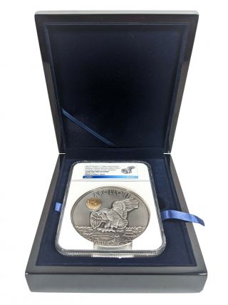 2019 Apollo 11 50th Anniversary Robbins Medal Silver 50 Oz Ngc Space Flown Matl.