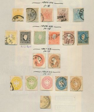 Austria Lombardy & Venetia Stamps 1850 - 1864,  Good Page,  Inc Sc 1/6