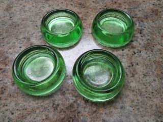 Set Of Four Green Depression Glass Hazel Atlas Furniture Coasters