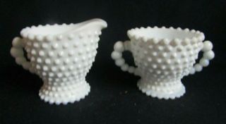 Imperial Milk Glass Hobnail Small Sugar And Creamer 2 Piece Set