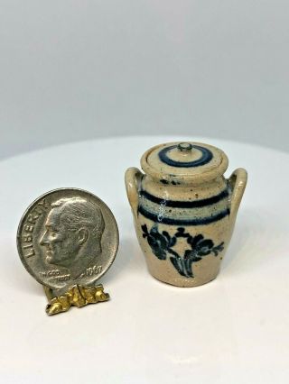 Dollhouse Miniature Igma Artisan Jane Graber Stoneware Lidded Cannister 1:12