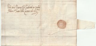 1553 Italy Pre - Stamp Letter In Latin - Full Embossed Paper Seal Still Attached