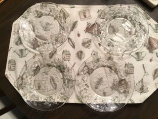 Princess House Frosted Dishes Fantasia Clear Small Dessert Plates Set Of 4