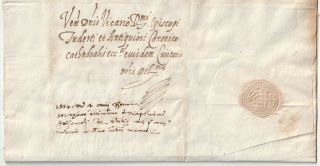 1554 Italy Pre - Stamp Letter In Latin - Part Paper Seal Still Attached - Italie