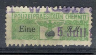 Germany Nazi Era Local Police Revenue Chemnitz Stempelmarke Fiscal