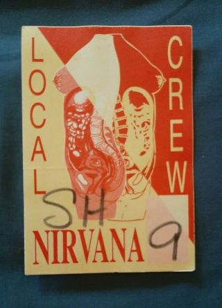 Nirvana In Utero Tour 1994 Rare Local Crew Pass From Spanish Show
