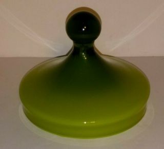 Vintage Cased Green & White Depression Art Deco Style Glass Candy Dish Lid Only