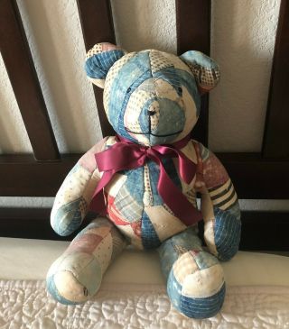 Vintage Handmade Quilt Teddy Bear.