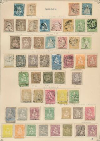 Switzerland Stamps 1854 - 1881 Strubel Inc Sc 24/29 & Seated Helvetia Sets