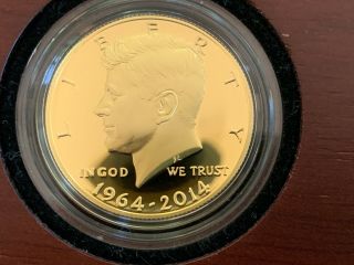 50th Anniversary Kennedy Half Dollar Gold Proof Coin W/box And