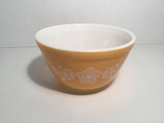 Vintage Pyrex Serving Bowl,  Butterfly Gold W/flowers 401 Nesting Ovenware