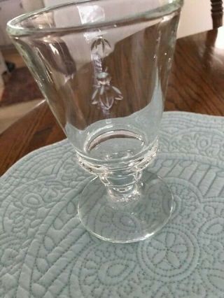 La Rochere Bee 6 " Goblet Made In France.  Clear Pressed Glass 3d Bee
