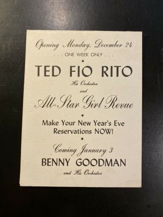 1945 Vintage Concert Flyer Ad Benny Goodman Ted Fio Rito Orchestra All - Star Girl
