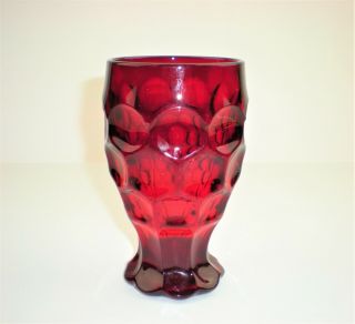 Imperial Provincial Dark Ruby 6 " Footed Tumbler Thumbprint Honeycomb 12 Oz
