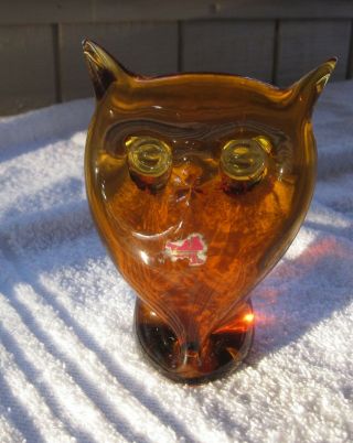 Viking Glass Amber Owl