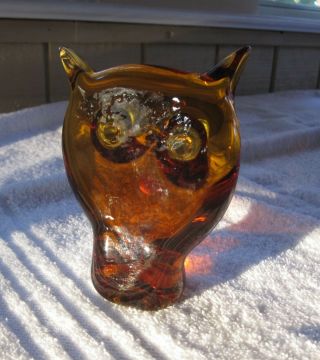 VIKING GLASS AMBER OWL 2
