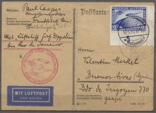 Germany Graf Zeppelin - Card To Buenos Aires - 18.  5.  1930 - Cat 600$ - Mi 438 2rm Stamp