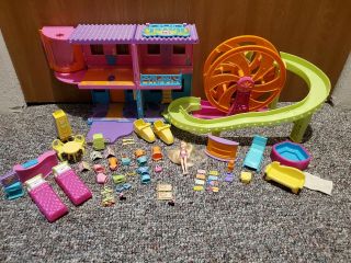 2004 Polly Pocket Hotel Roller Coaster Amusement Arcade Time Dolls Accessories
