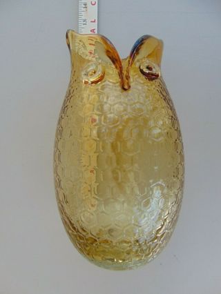 Artist ' s Studio HandMade Amber Art Glass Owl Vase 10.  5X 6.  5 