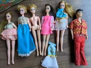 Vtg Topper Dawn And Friends Dolls And Case Collectible Mini Rubber