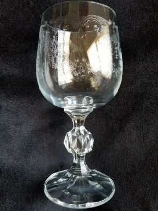 Bohemia Crystal Czechoslovakia,  Etched White Wine Glasses 5 3/4 " - 6 Available