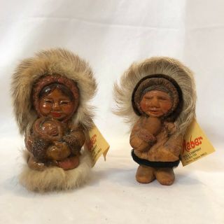 Vintage Naber Dolls Hand Made In Alaska Set Of 2