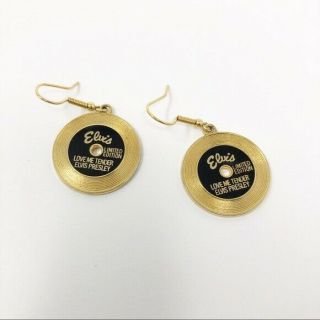 Elvis Presley Love Me Tender Limited Edition Gold Record Dangle Earrings