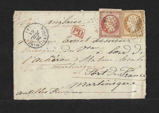 France To Martinique Napoleon On Cover 1861