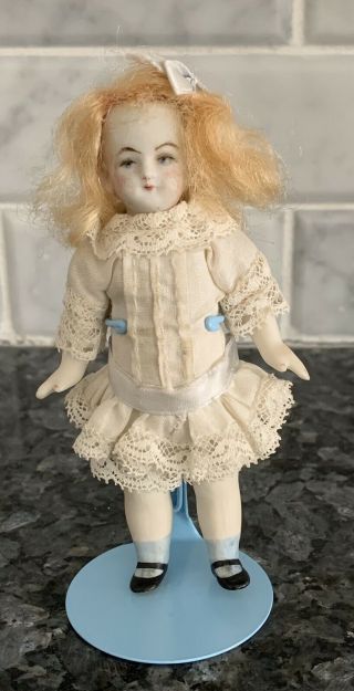 Antique German Bisque Mignonette Doll Wire Jointed 4”