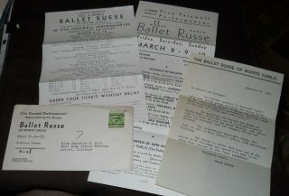 1935 Letter/program & Envelope Ballet Russe Of Monte Carlo Prices Ticket Order