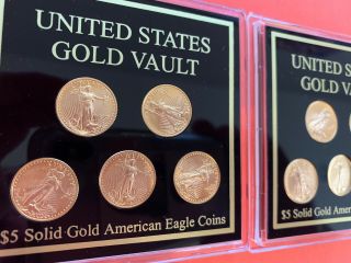 10 United States Gold Vault Coins - $5 Solid Gold American Eagle Coins 1/10oz