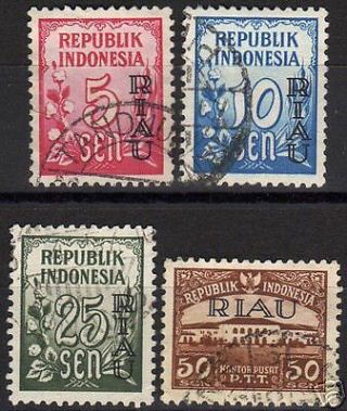 Indonesia/riau 1954 Zbl 1,  3,  6,  11 Canc Vf