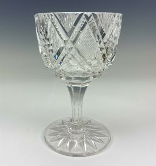 Antique American Brilliant Period Cut Glass Abpcg 5 1/2 " Wine Goblet Nr Swr