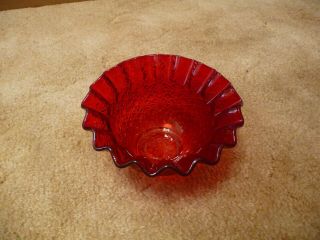 Vintage Red Daisy And Button Amberina Glass Candy Dish Bowl