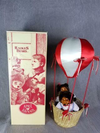 Robert Raikes Bears Johnnie & April Valentines Edition Numbered Hot Air Balloon