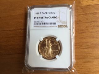 Gold Coin 1988 - P American Eagle 1/2 Oz G$25.  00 Ngc Pf69 Ultra Cameo