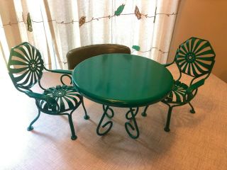 Retired American Girl Kit’s Metal Green Table And Chairs