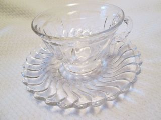 Vintage Fostoria Colony Swirl Cup And Saucer Set 1940 - 1973