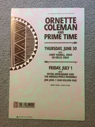 Ornette Coleman And Primetime Fillmore Concert Poster F30 1988 Bill Graham
