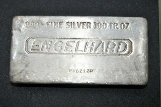 Engelhard 100 Troy Oz.  999,  Silver Bar P Series Waffled Back Hand Pour W/ Bag