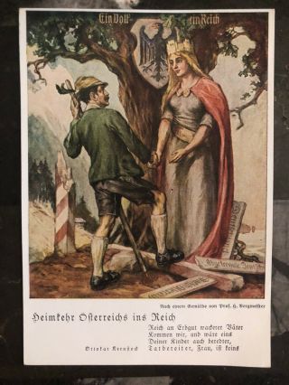 1938 Graz Stuttgart Germany Austria Anschluss Postcard Cover Wedding Proposal