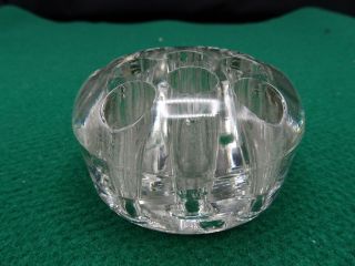 Clear Crystal Glass 11 Hole Flower Frog 2 - 3/4”