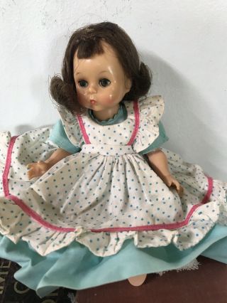 Vintage Madame Alexander Alex Doll In Dress 7” Jointed Sleepy Blue Eye Brunette