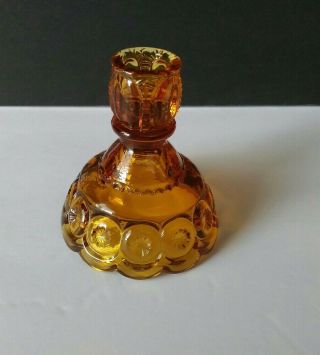 Vintage Le Smith Amber Moon & Stars Candlestick Holder 4 1/2 "