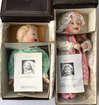 (2) Yolanda’s Picture Perfect Babies Porcelain Dolls Sarah,  Jessica W/ Boxes