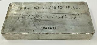 Rare Vintage 100 oz.  Silver Bar - Engelhard.  999 Fine P025142 2