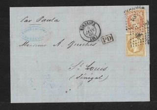 France To Senegal Napoleon On Cover 1866