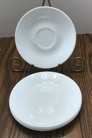 (4) Corelle Winter Frost White 6 1/4 " Saucers,  U.  S.  A.