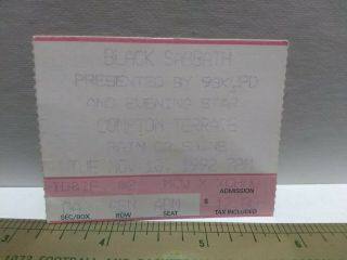 1992 Black Sabbath Concert Ticket Stub - Compton Terrace In Az 11/10/92