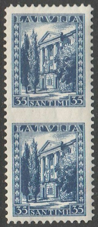 Latvia 1934 Mi 236 Variety - Vertical Pair Imperforated Between Stamps,  Mlh Og